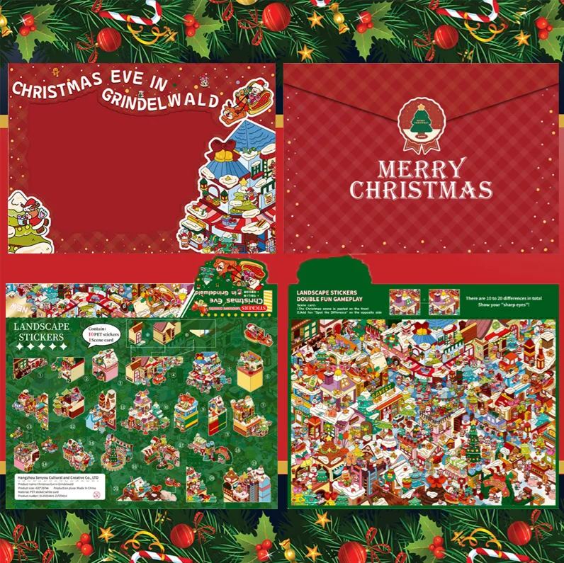 Grindelwald Christmas Night DIY 3D Scene Stickers - [LARGE]- Cute Miniature Scene