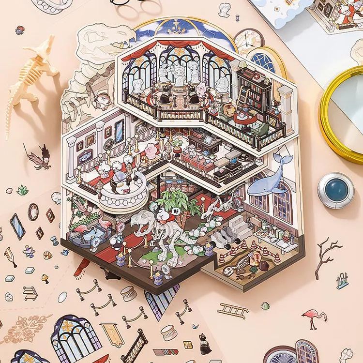 Flip-up Series DIY 3D Scene Stickers 2 Cute Miniature Scenes