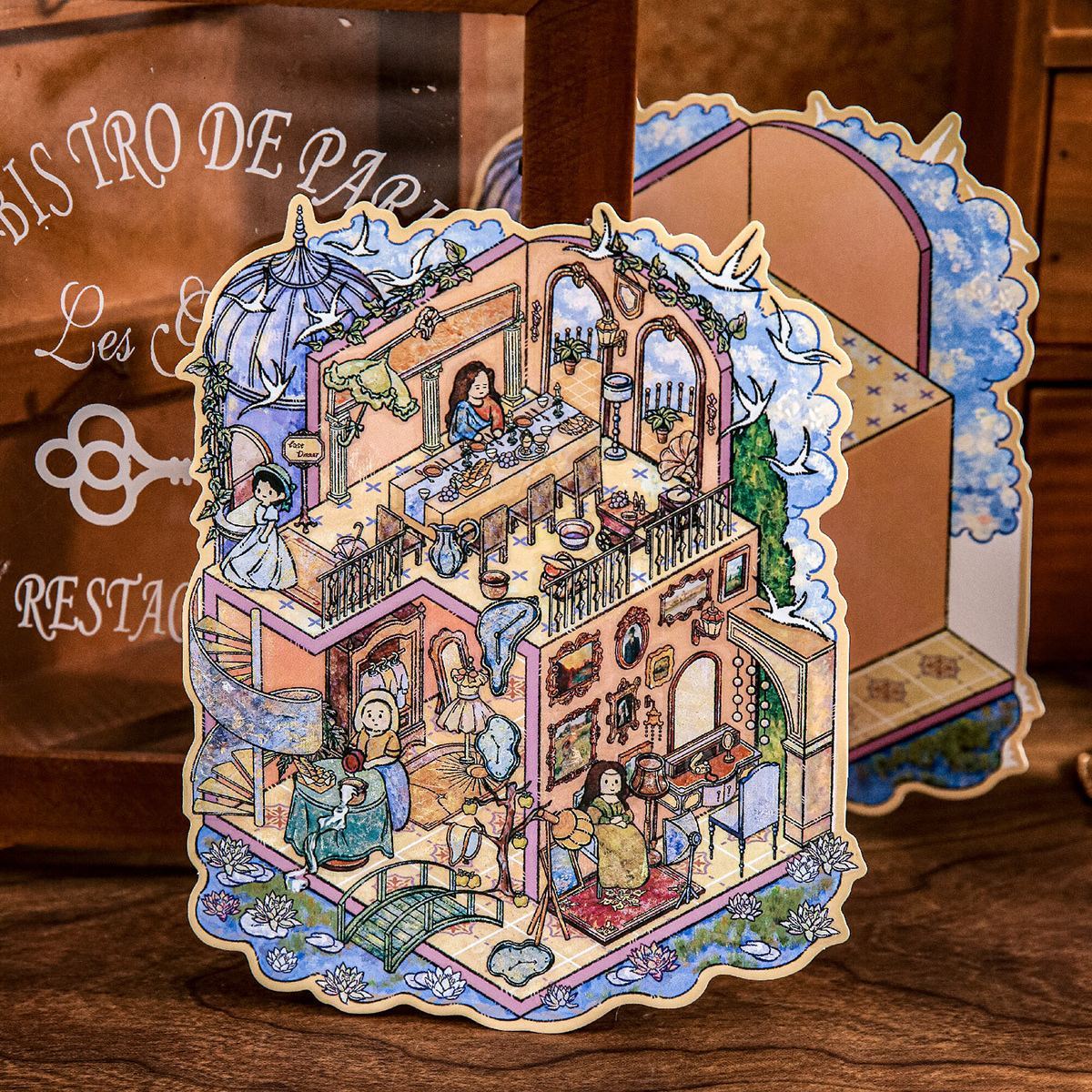 Dream Island Oil Painting Series DIY 3D Sticker Collection - 2 Cute Miniature Scenes