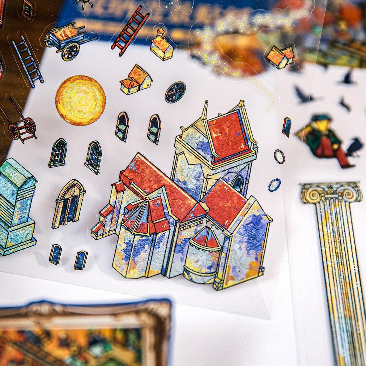 Dream Island Oil Painting Series DIY 3D Sticker Collection - 2 Cute Miniature Scenes