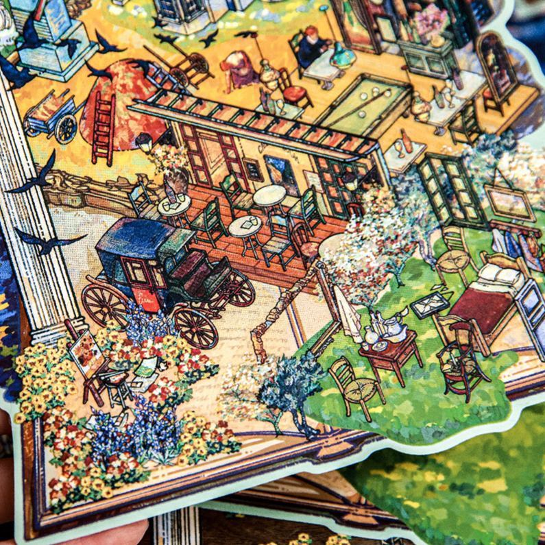 Dream Island Oil Painting Series DIY 3D Sticker Collection - 2 Cute Miniature Scenes