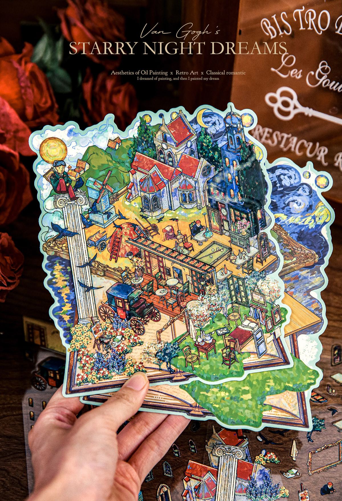 Dream Island Oil Painting Series DIY 3D Sticker Collection - 2 Cute Miniature Scenes