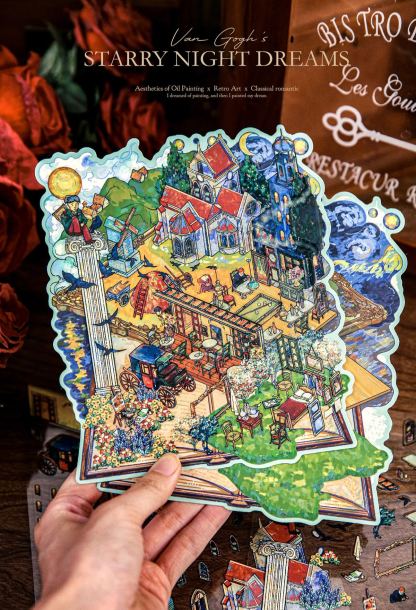 Dream Island Oil Painting Series DIY 3D Sticker Collection - 2 Cute Miniature Scenes