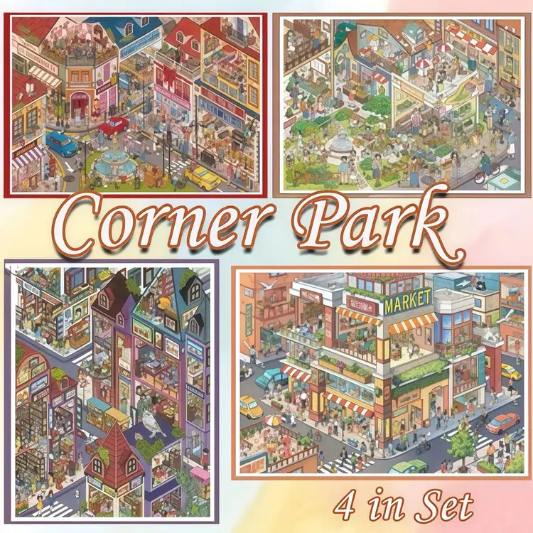 Corner Park  DIY 3D Sticker Collection - 4 Cute Miniature Scens