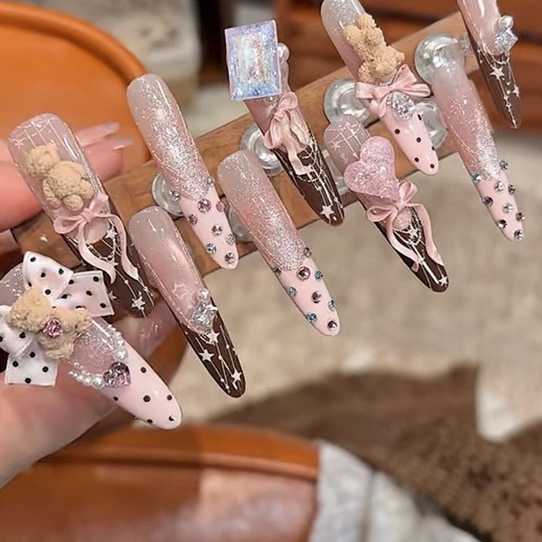 Pink Bears - nails