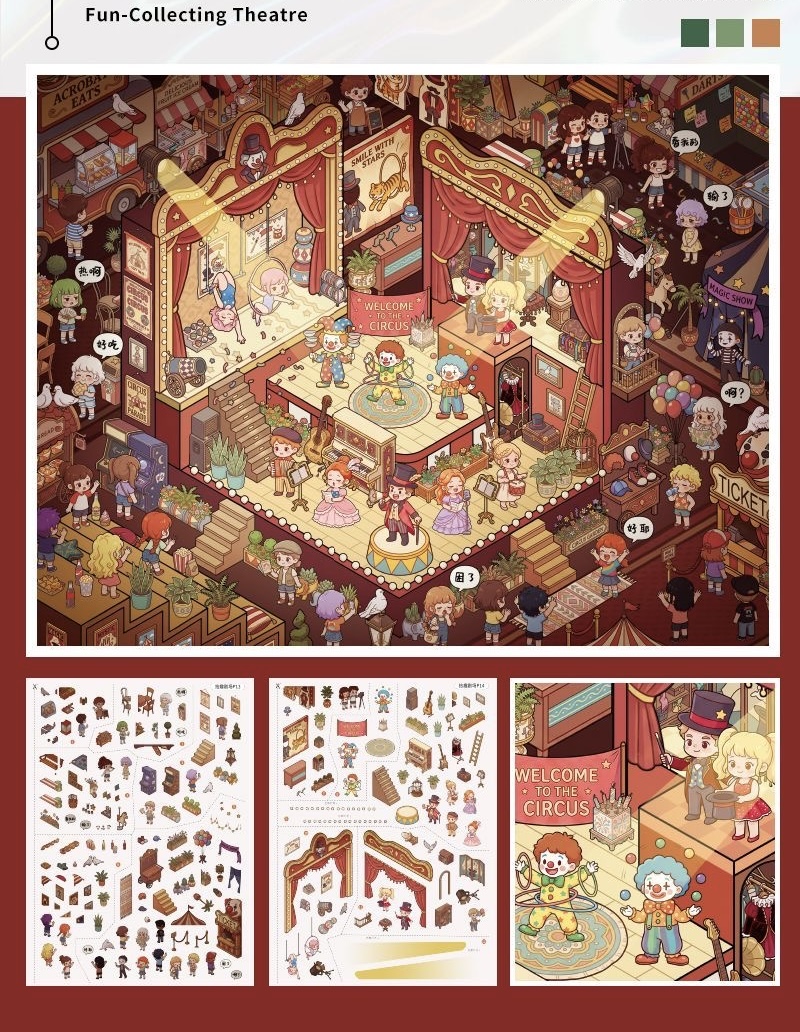 Multiverse Realms Book DIY 3D Scene Stickers - 7 Cute Miniature Scene (With Guidelines)