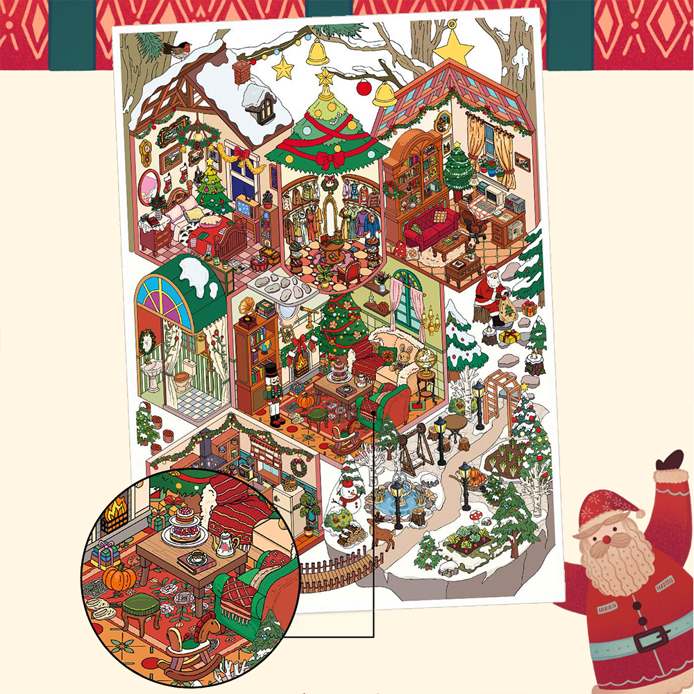My Christmas Cottage Old Letters DIY 3D Scene Stickers - Miniature Scenes