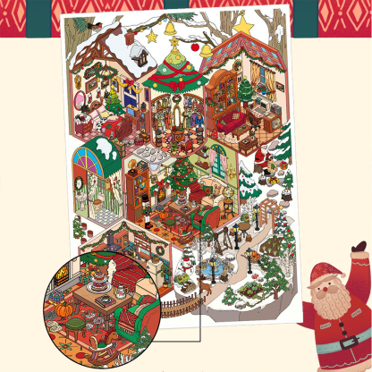 My Christmas Cottage Old Letters DIY 3D Scene Stickers - Miniature Scenes