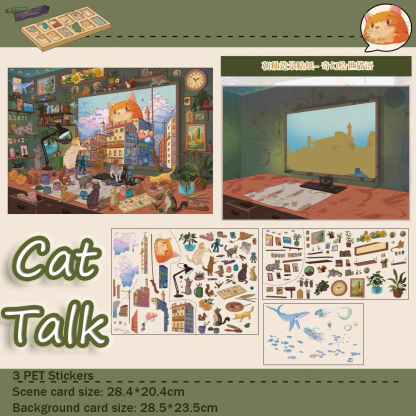 Cat Talk DIY 3D Sticker Collection - Cute Miniature Scene