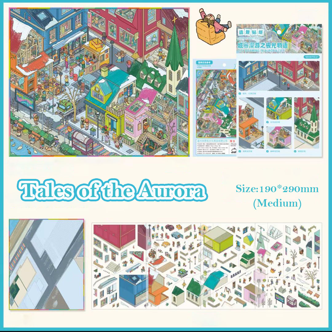 Fairy Tale Town DIY 3D Scene Stickers - 3 Cute Miniature Scenes