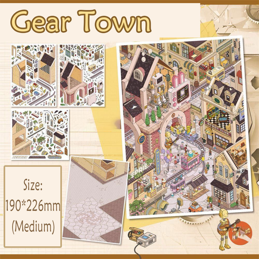 Street View DIY 3D Scene Stickers Collection - 4 Cute Miniature Scenes