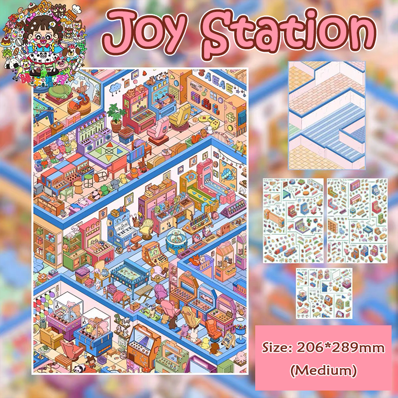 Townside Bustle DIY 3D Scene Stickers Collection - 4 Cute Miniature Scenes