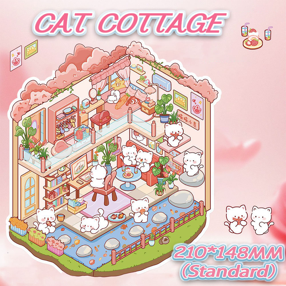 Kawaii 3D Sticker Collection - 7 Cute Miniature Scenes