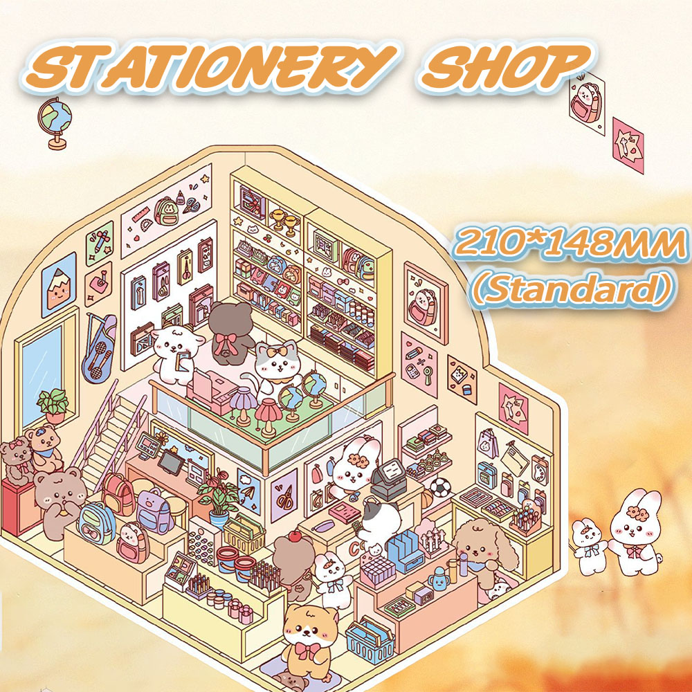 Kawaii 3D Sticker Collection - 7 Cute Miniature Scenes