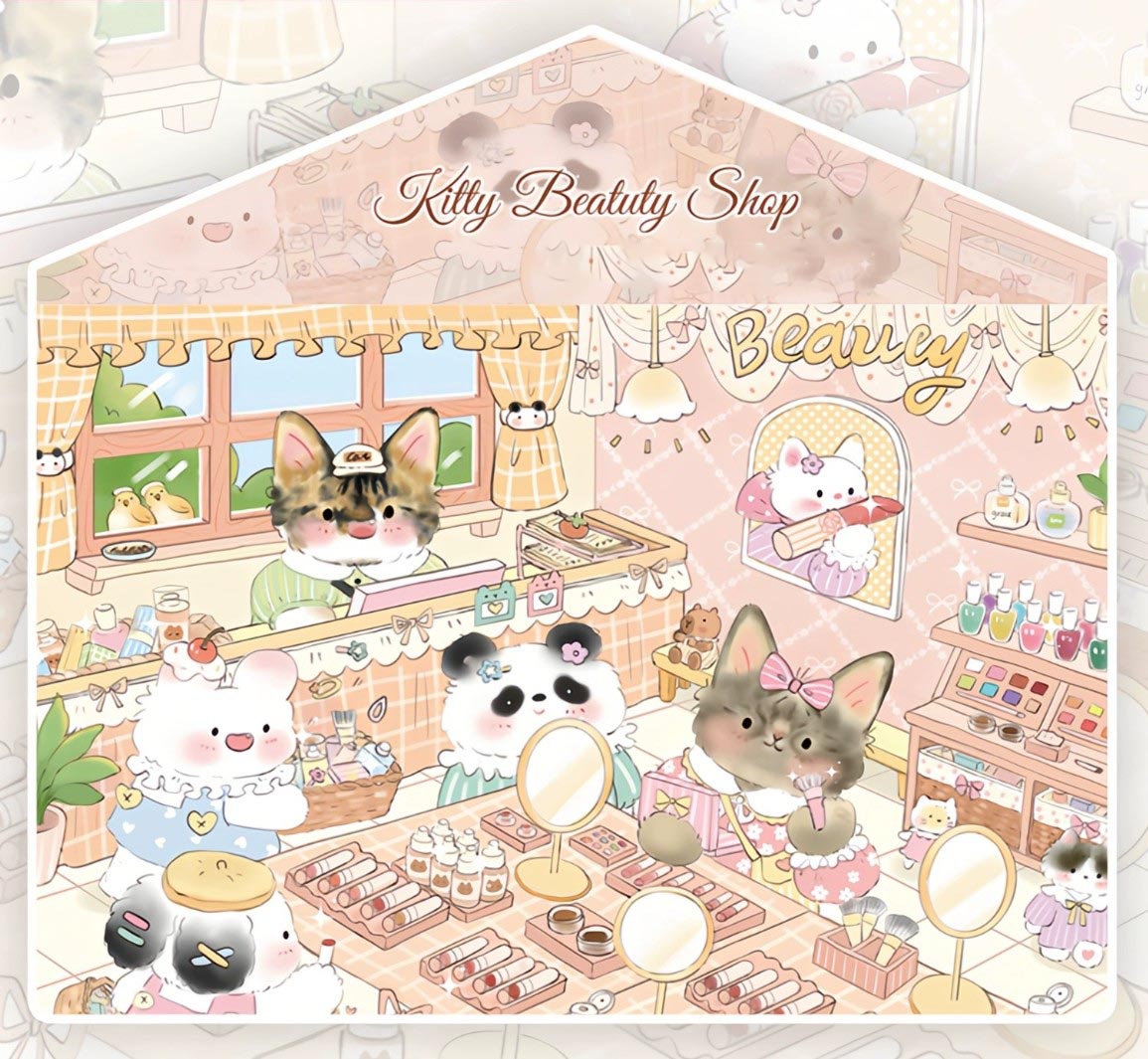 Kitty Series DIY 3D Sticker Collection - 4 Cute Miniature Scenes