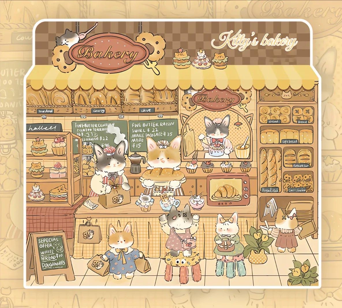 Kitty Series DIY 3D Sticker Collection - 4 Cute Miniature Scenes