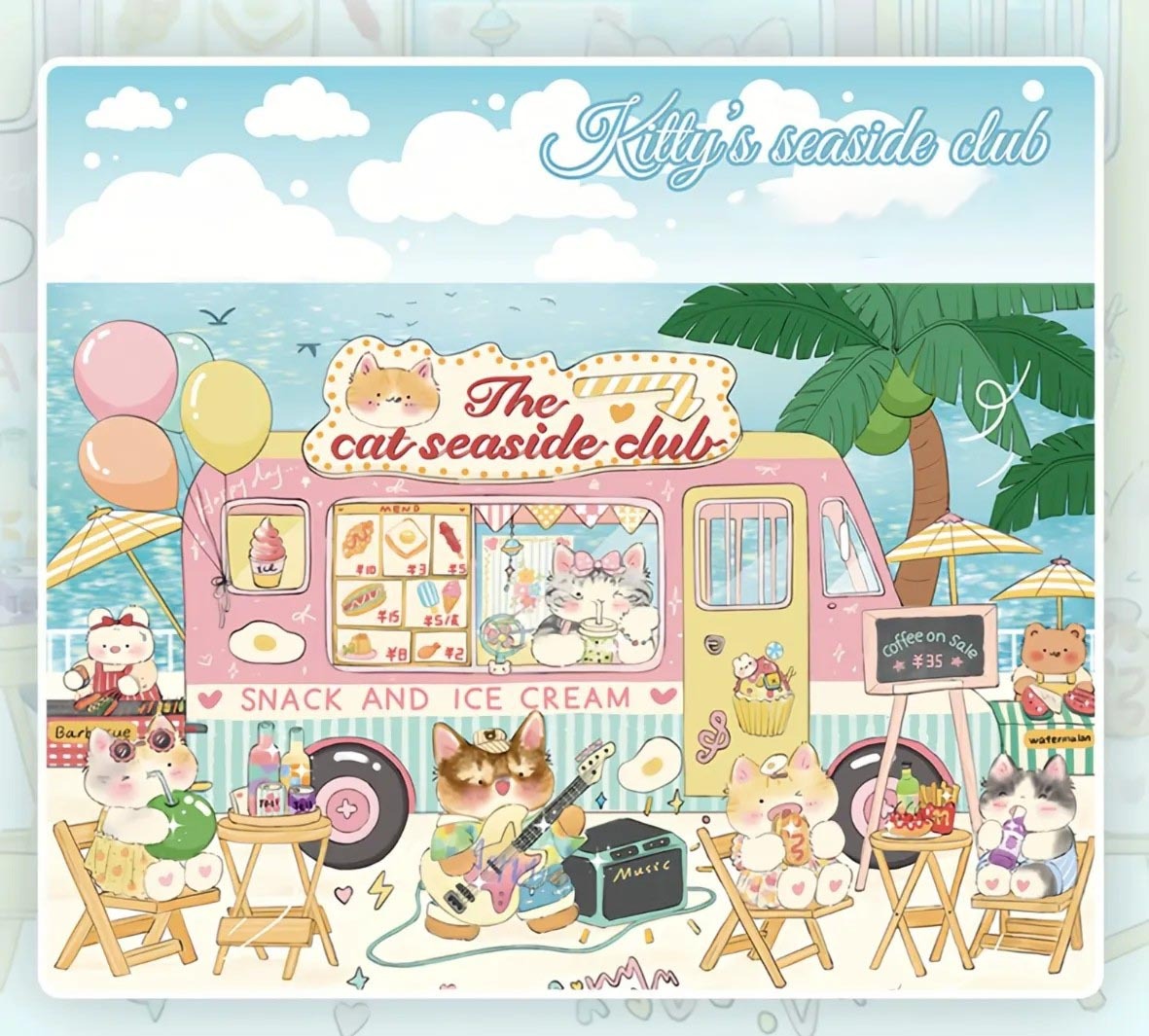 Kitty Series DIY 3D Sticker Collection - 4 Cute Miniature Scenes