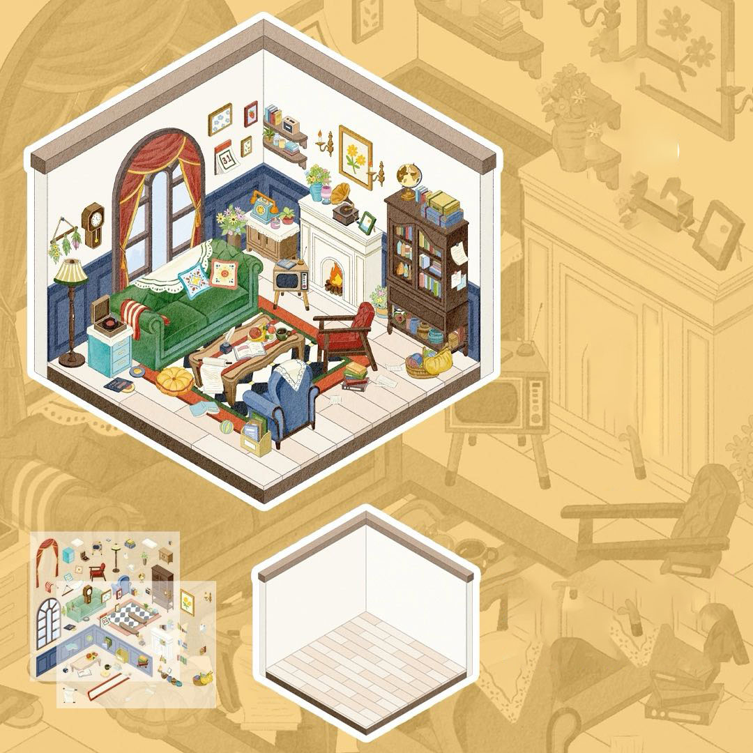 Me-Time Haven DIY 3D Sticker Collection - 4 Cute Miniature Scenes