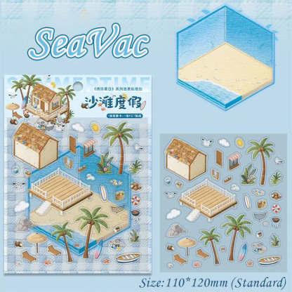 Stitched Summer DIY 3D Scene Stickers Collection - 4 Cute Miniature Scenes