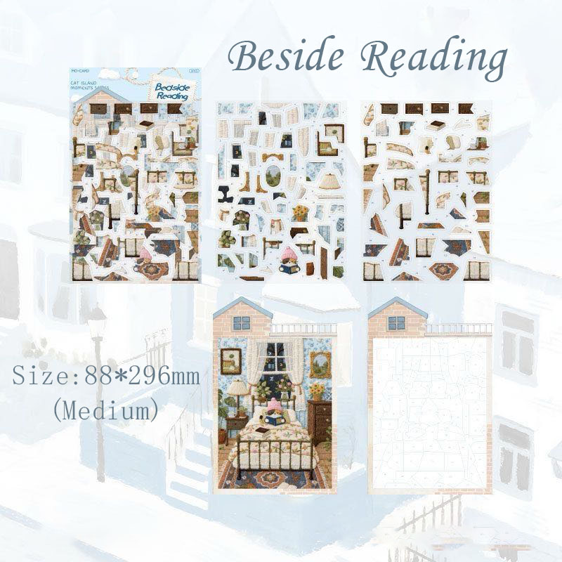 Puzzle Tale 3D Sticker Collection - 4 Cute Miniature Scenes  (with guidelines)
