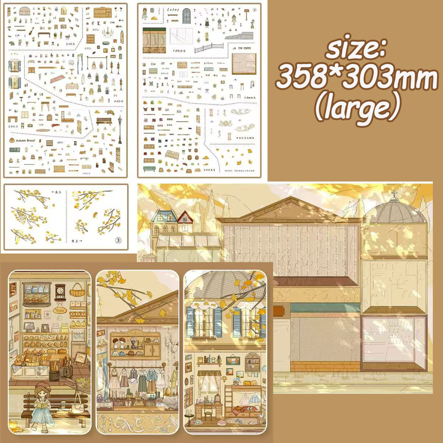 Gilded Autumn DIY 3D Scene Stickers Collection -  Cute Miniature Scene