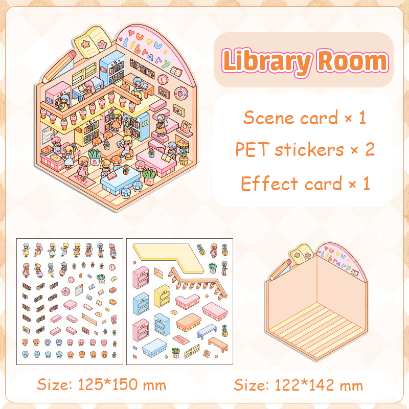 Popular Venues DIY 3D Sticker Collection - 8 Cute Miniature Scenes
