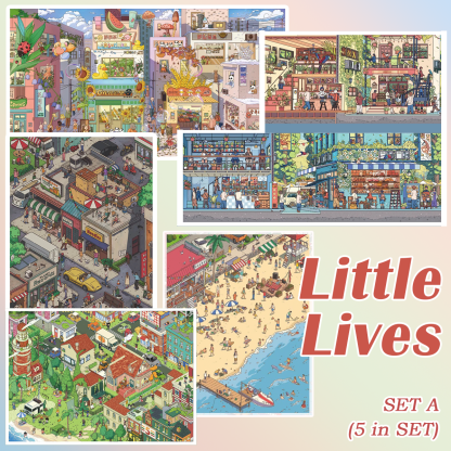 Little Lives DIY 3D Sticker Collection - 7 Cute Miniature Scenes
