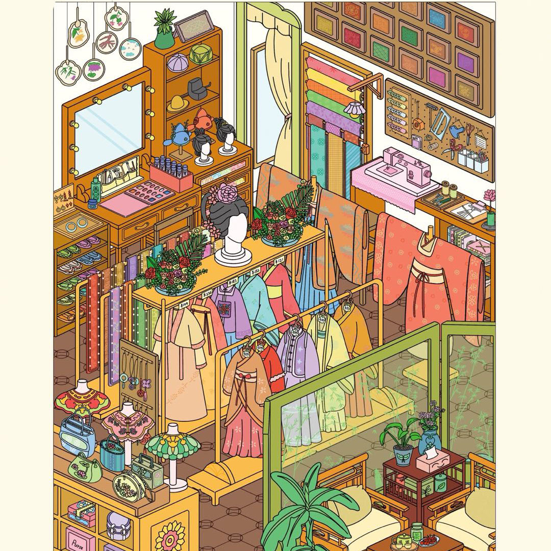 Silk Clothing  Shop DIY 3D Scene Stickers - Miniature Scenes