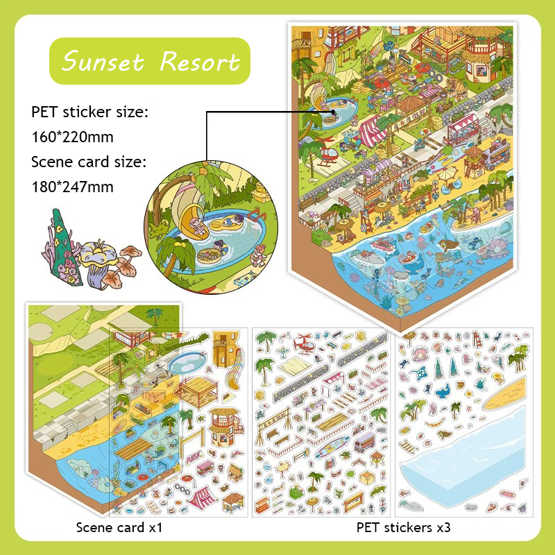 Resort Series DIY 3D Sticker Collection - 2 Cute Miniature Scenes