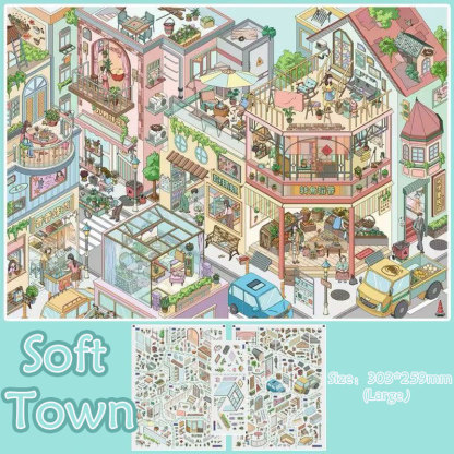 Sunspill Village DIY 3D Scene Stickers Collection - 4 Cute Miniature Scenes