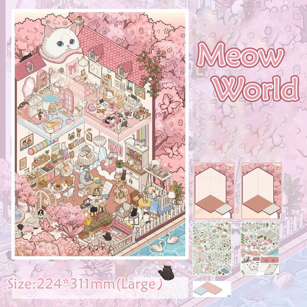 Micro Town DIY 3D Sticker Collection -2 Cute Miniature Scenes