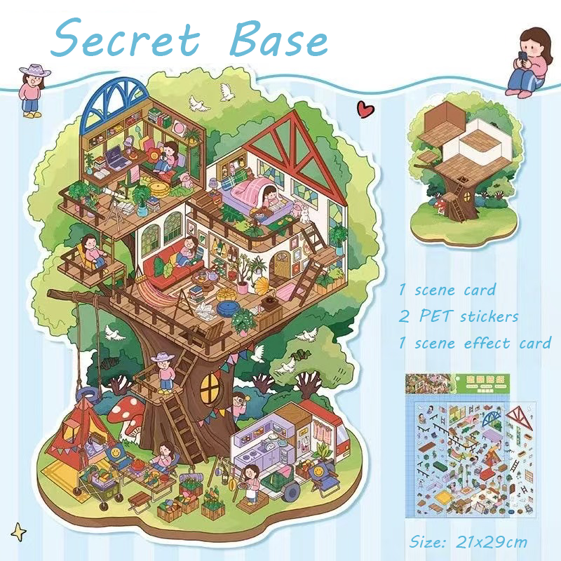 Magic Base DIY 3D Scene Stickers Lovely Miniature Scenes
