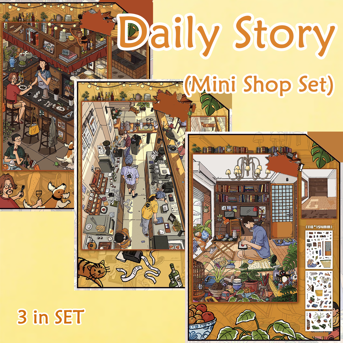 Daily Story DIY 3D Scene Stickers 4 Cute Miniature Scenes