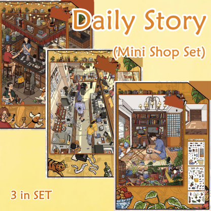 Daily Story DIY 3D Scene Stickers 4 Cute Miniature Scenes