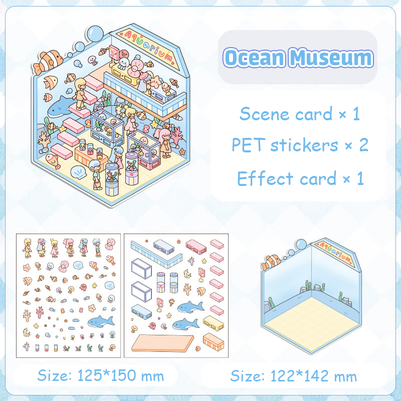 Popular Venues DIY 3D Sticker Collection - 8 Cute Miniature Scenes