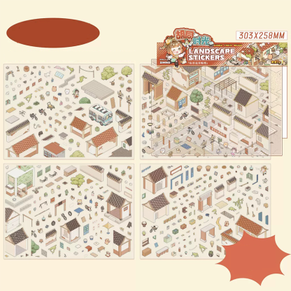 Tiny Town DIY 3D Scene Stickers - 2 Cute Miniature Scenes