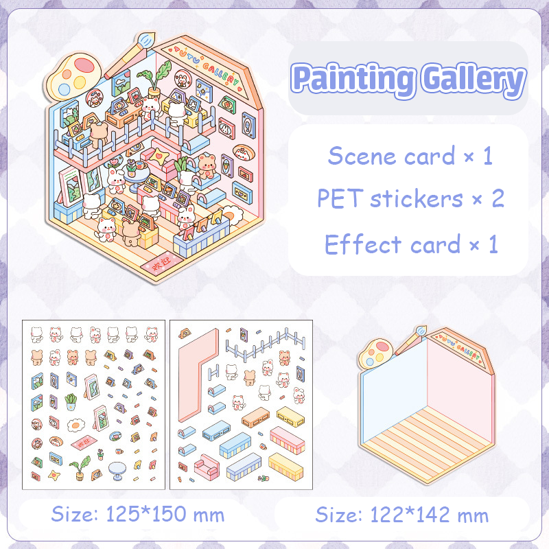 Popular Venues DIY 3D Sticker Collection - 8 Cute Miniature Scenes