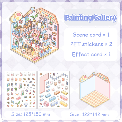 Popular Venues DIY 3D Sticker Collection - 8 Cute Miniature Scenes