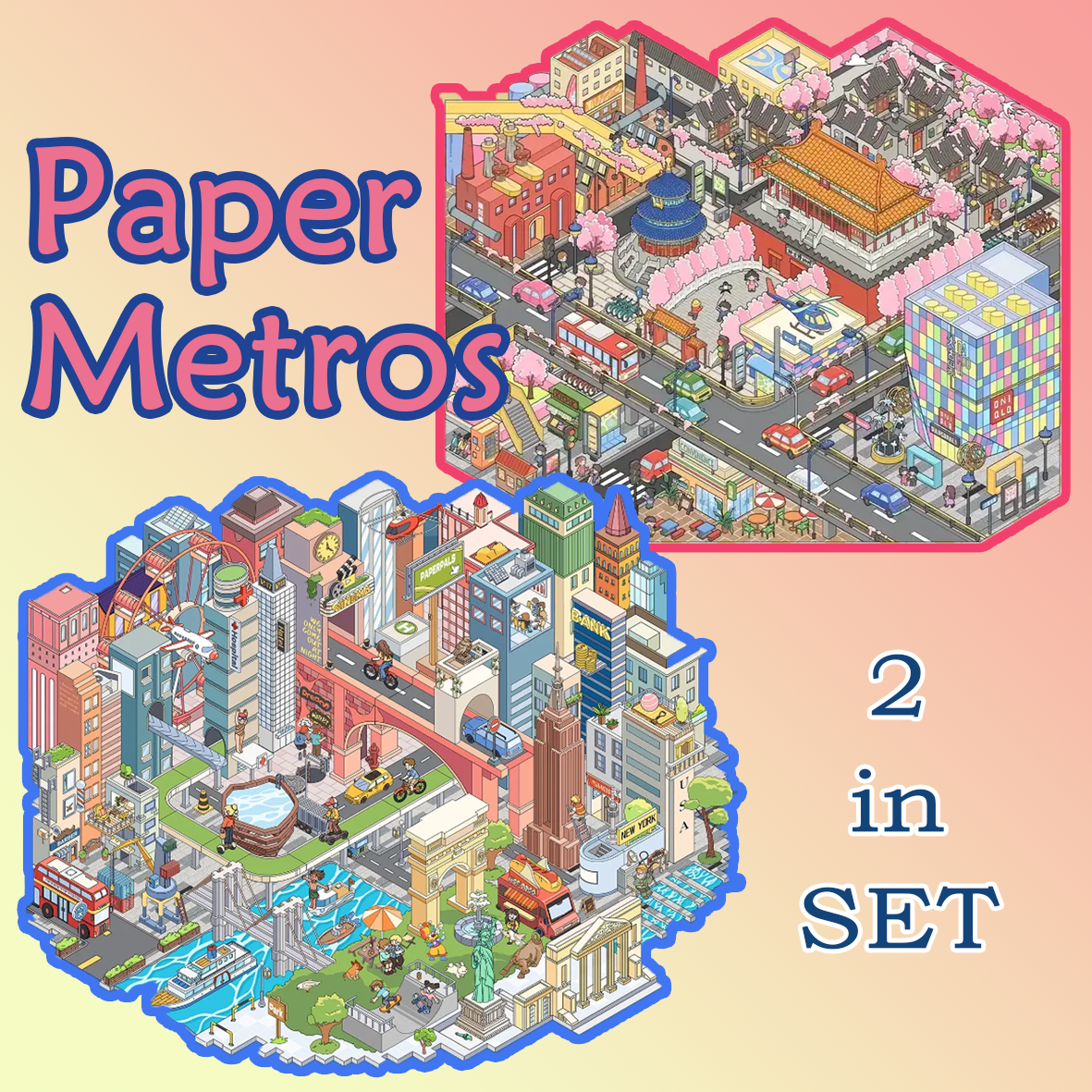 Paper Metros DIY 3D Sticker Collection - 2 Cute Miniature Scenes