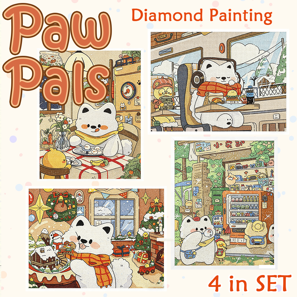 Paw Pals DIY Diamond Painting Art  - 4 Scenes