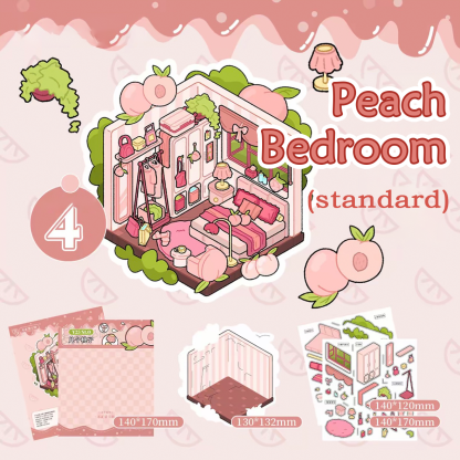 Fruit Room DIY 3D Sticker Collection - 4 Cute Miniature Scene