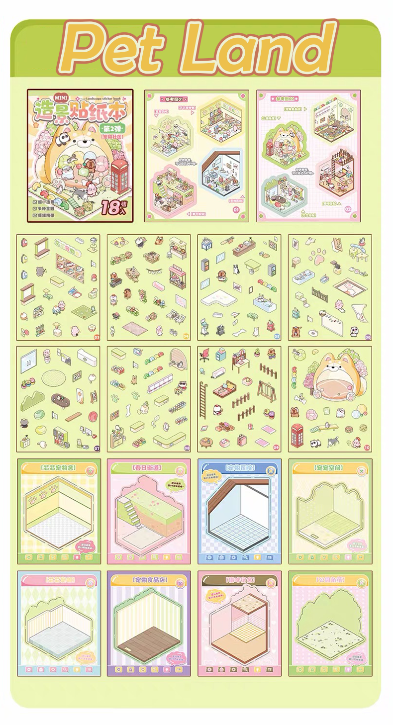 Build Mini Books DIY 3D Scene Stickers Collection - 4 Cute Miniature Scenes