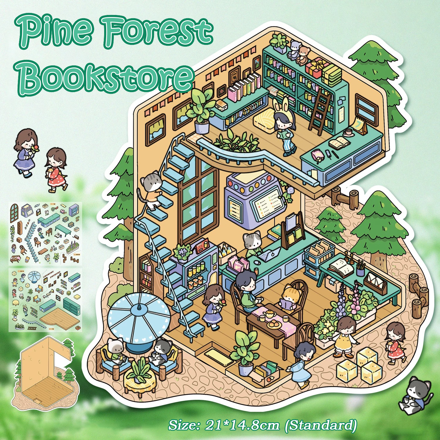 Tiny World Series DIY 3D Sticker Collection - 4 Cute Miniature Scenes