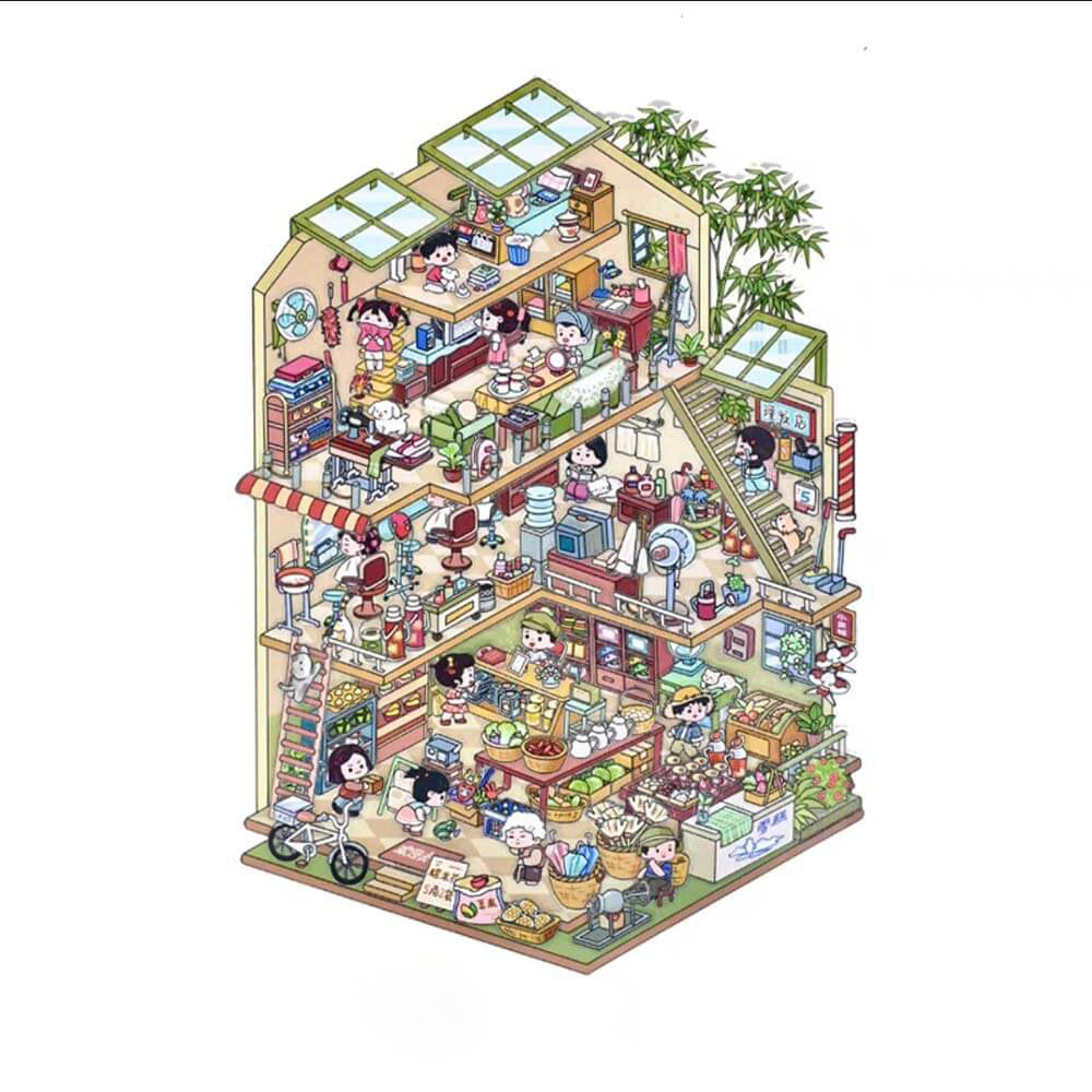 Time Apartment Scene Stickers 2 Cute Miniature Scenes