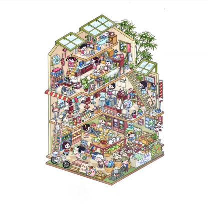 Time Apartment Scene Stickers 2 Cute Miniature Scenes