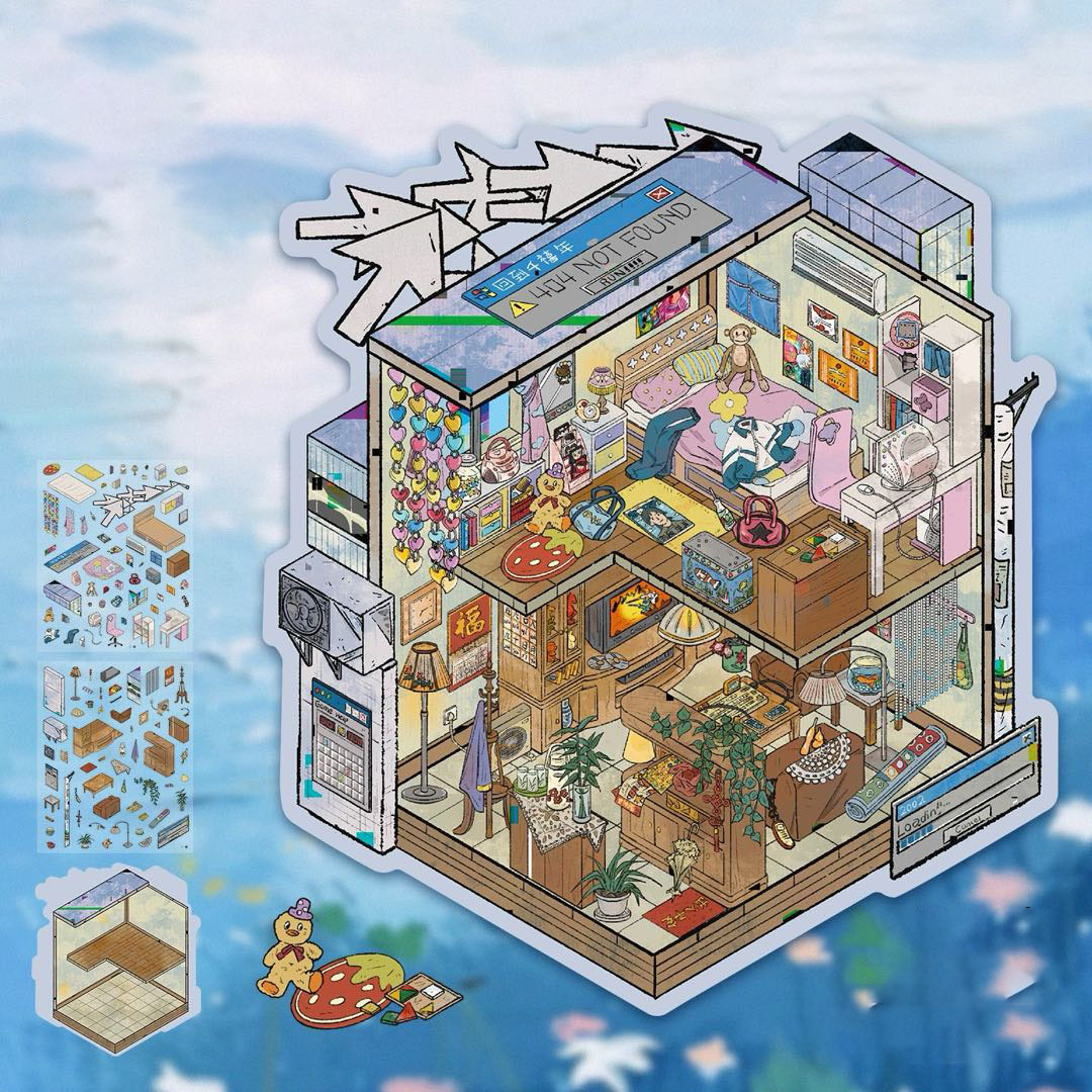  Back to the millennium DIY 3D Sticker Collection - 4 Cute Miniature Scenes