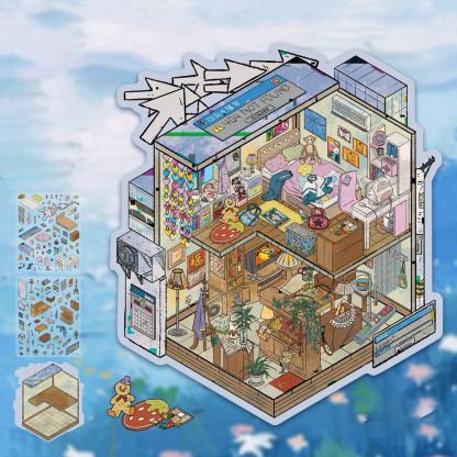  Back to the millennium DIY 3D Sticker Collection - 4 Cute Miniature Scenes