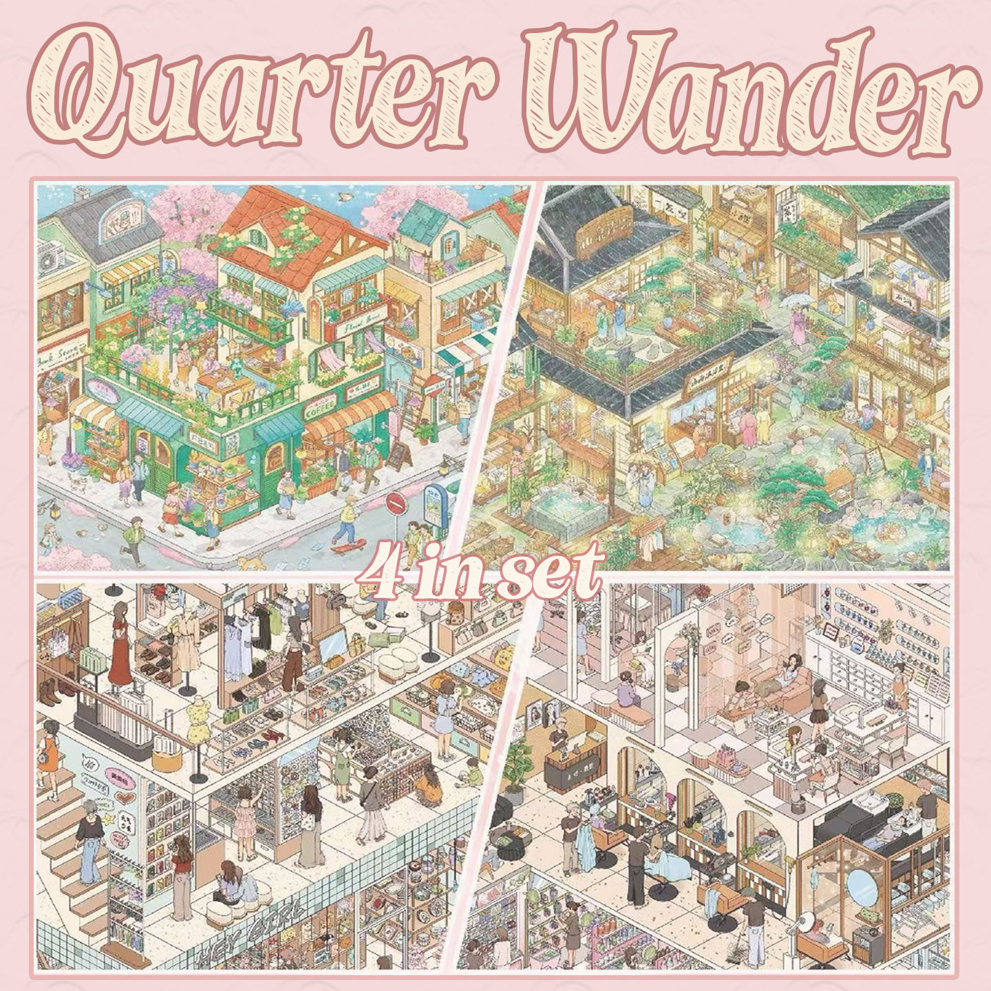 Quarter Wander DIY 3D Scene Stickers Collection - 4 Cute Miniature Scenes