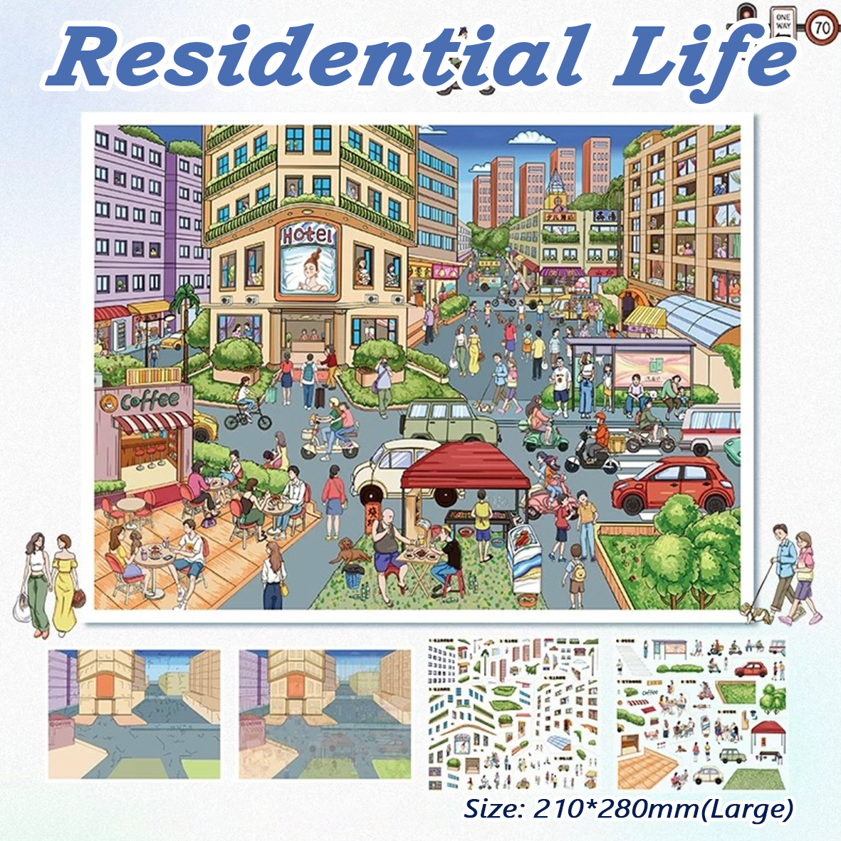 City Whispers DIY 3D Sticker Collection - 6 Cute Miniature Scenes