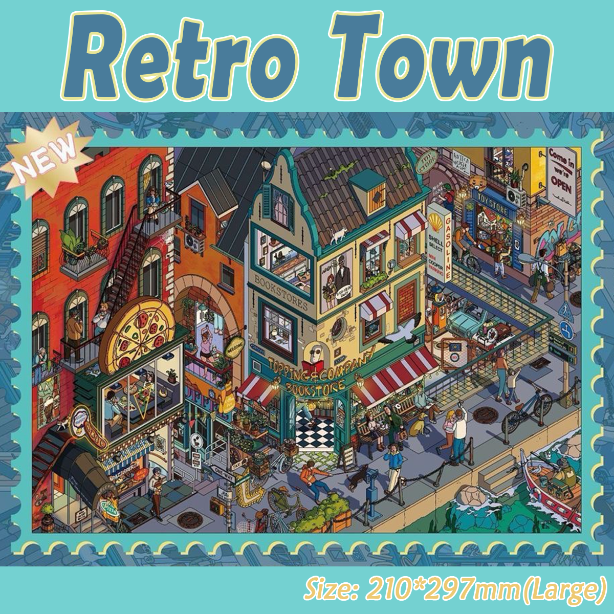 Retro Town DIY 3D Scene Stickers - Cute Miniature Scene
